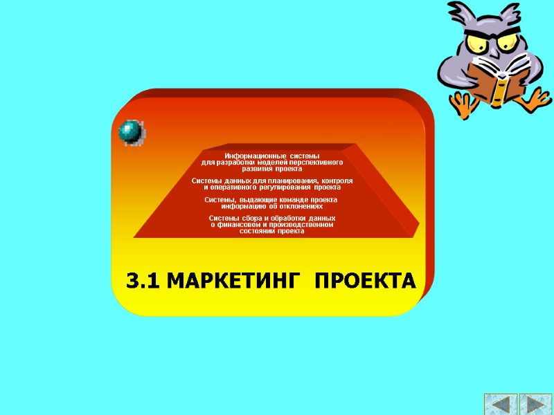 3.1 МАРКЕТИНГ  ПРОЕКТА Информационные системы для разработки моделей перспективного развития проекта  Системы